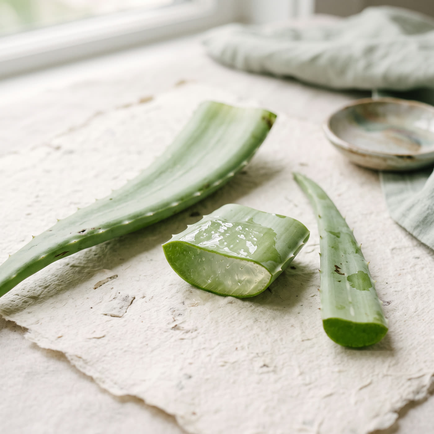 Feuilles d'aloe vera fraîchement coupées